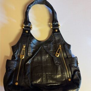 b. makowsky Black Leather Shoulder Bag